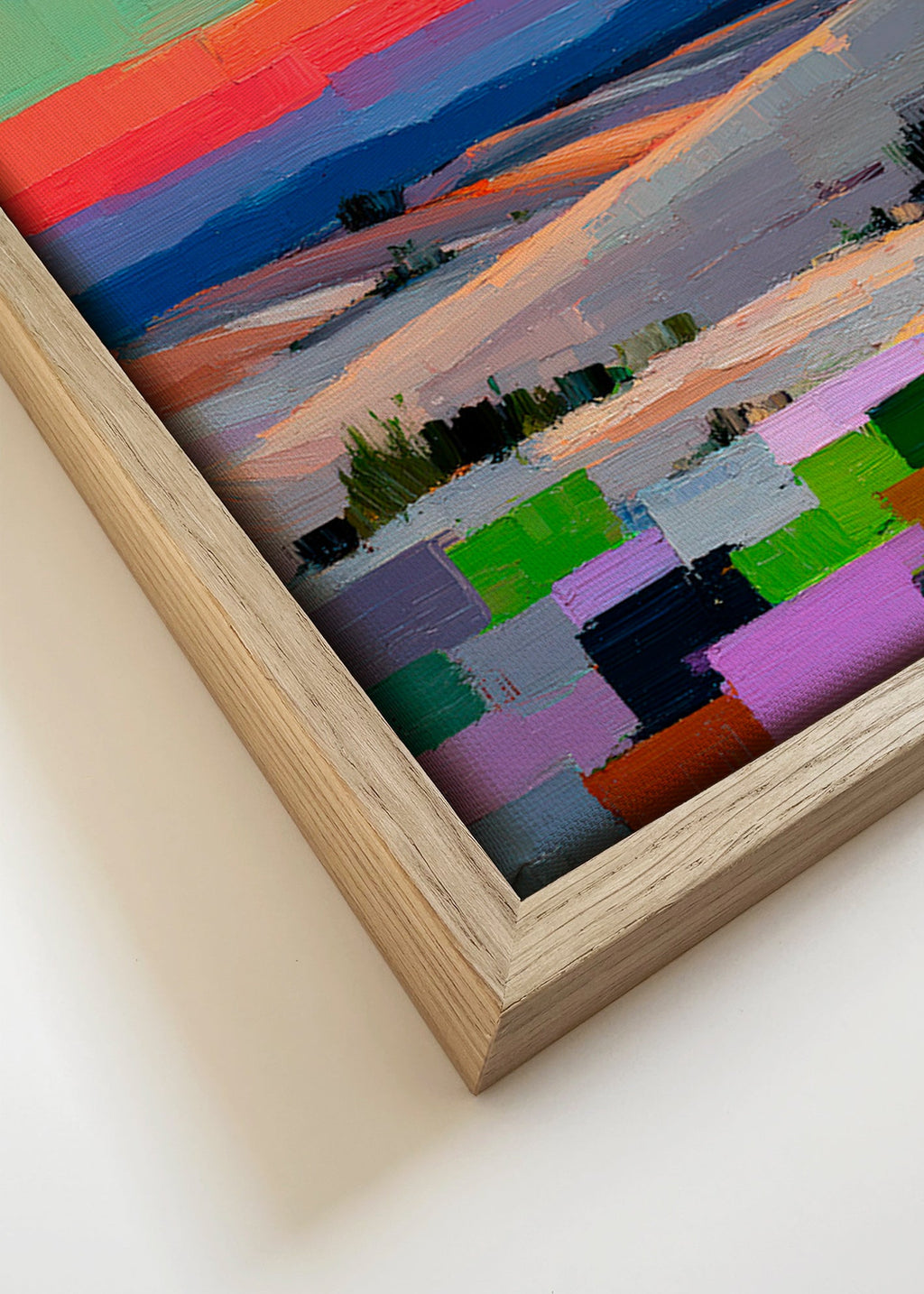 Cuadro de paisaje colorfield con luna – Canvas detail
