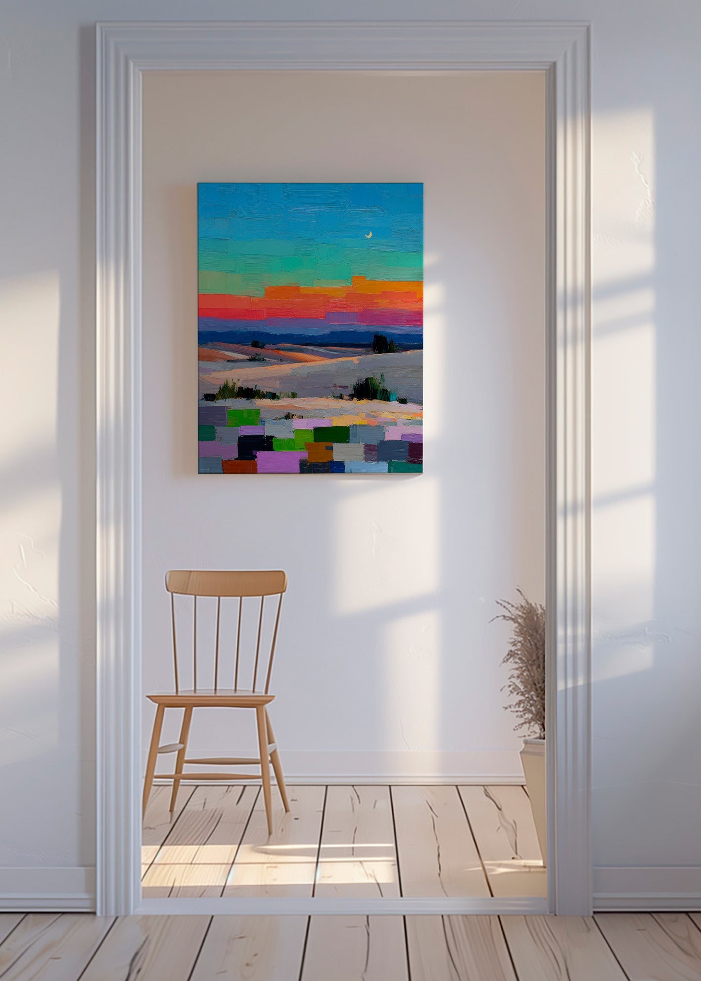 Cuadro de paisaje colorfield con luna – Canvas