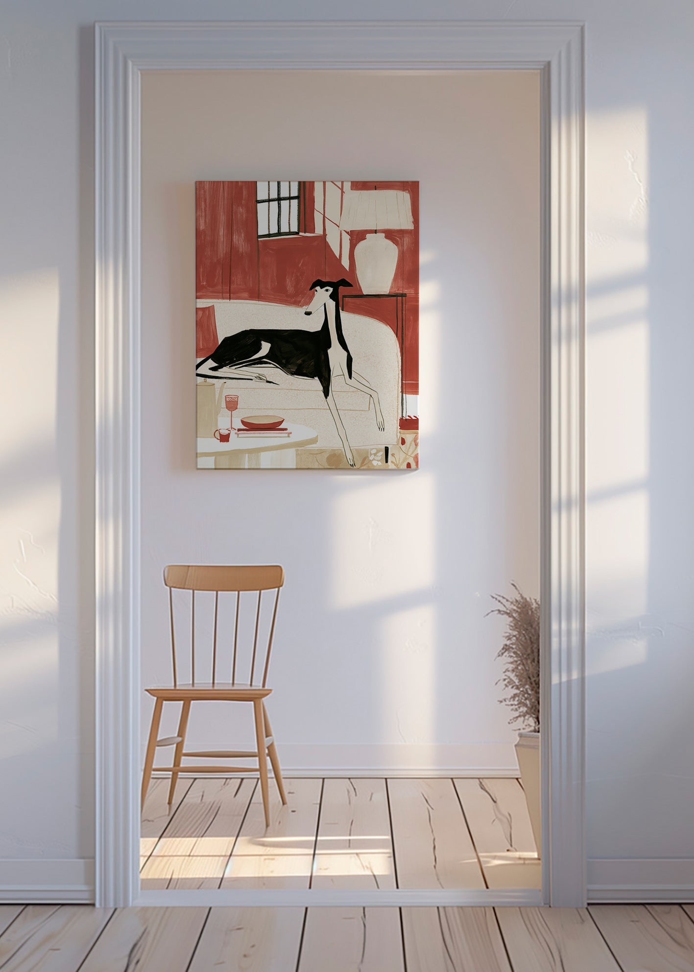 Cuadro galgo relajado en sofá – Canvas