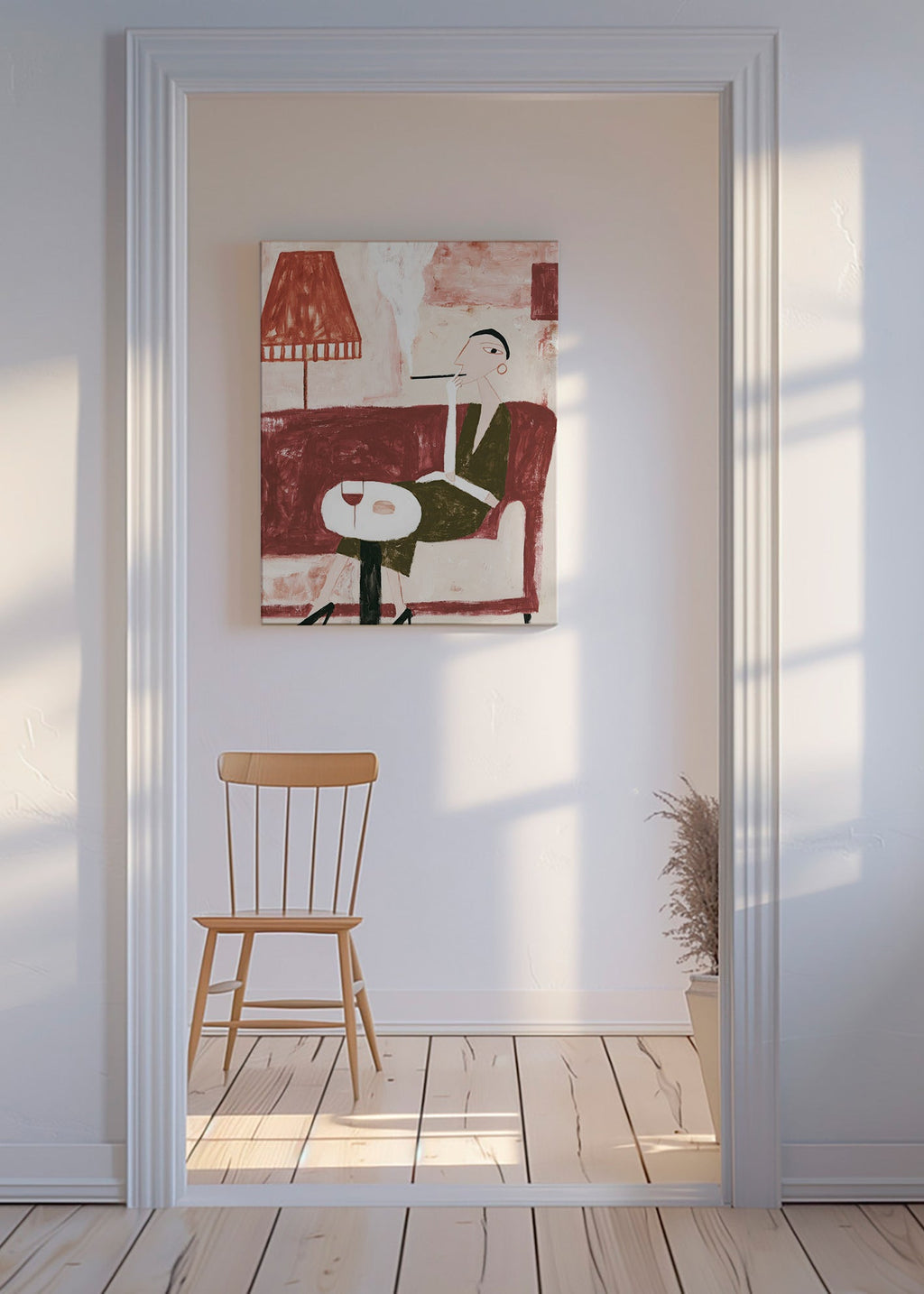 Cuadro de cocina con figura sentada y copa – Canvas