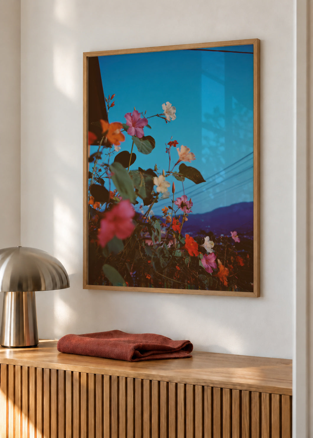 Bougainvillea Nights - Framed poster in an interior