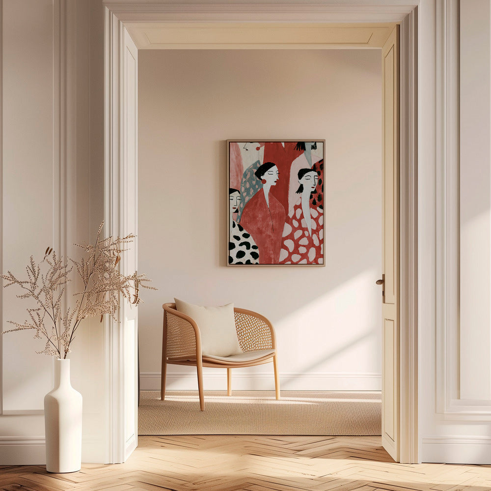 Ilustración de figuras femeninas en rojo – Canvas1