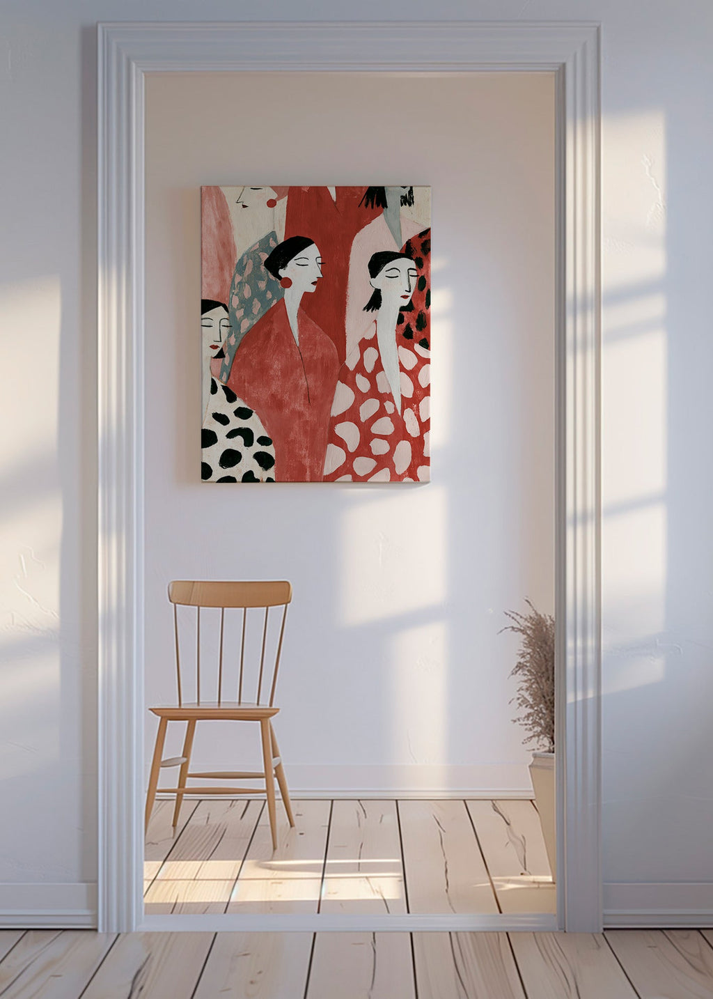 Ilustración de figuras femeninas en rojo – Canvas
