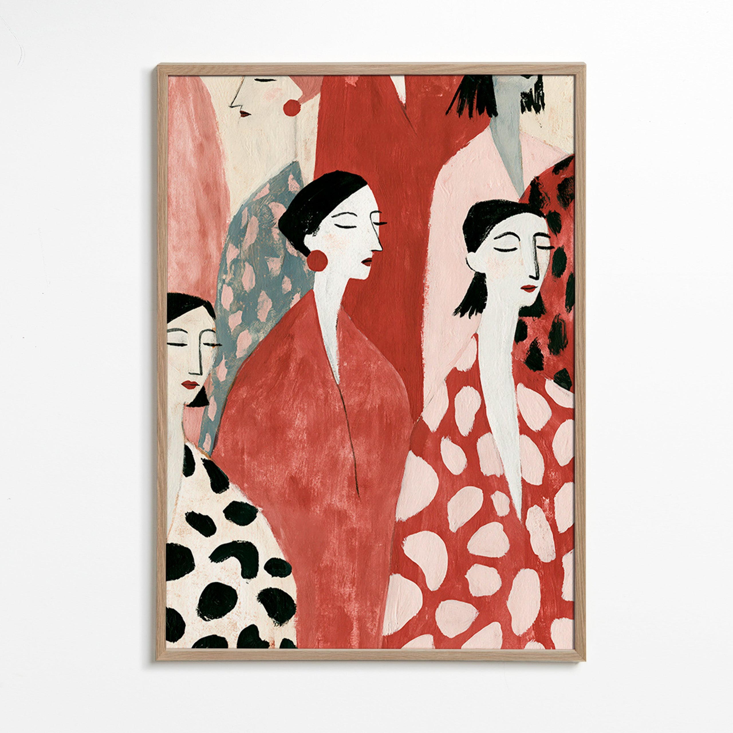 Ilustración de figuras femeninas en rojo – Oak Frame