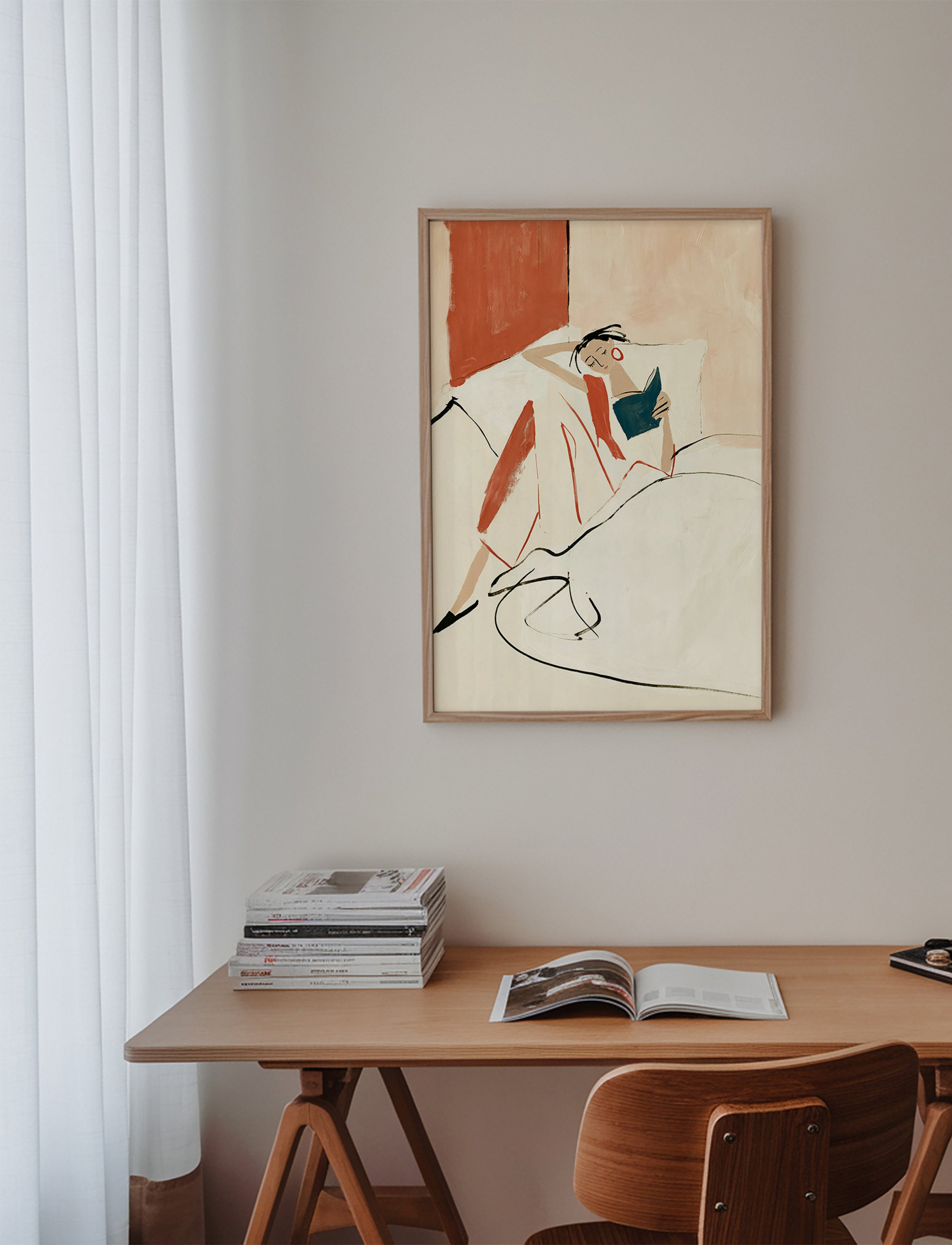 Ilustración mujer leyendo en cama – Product1