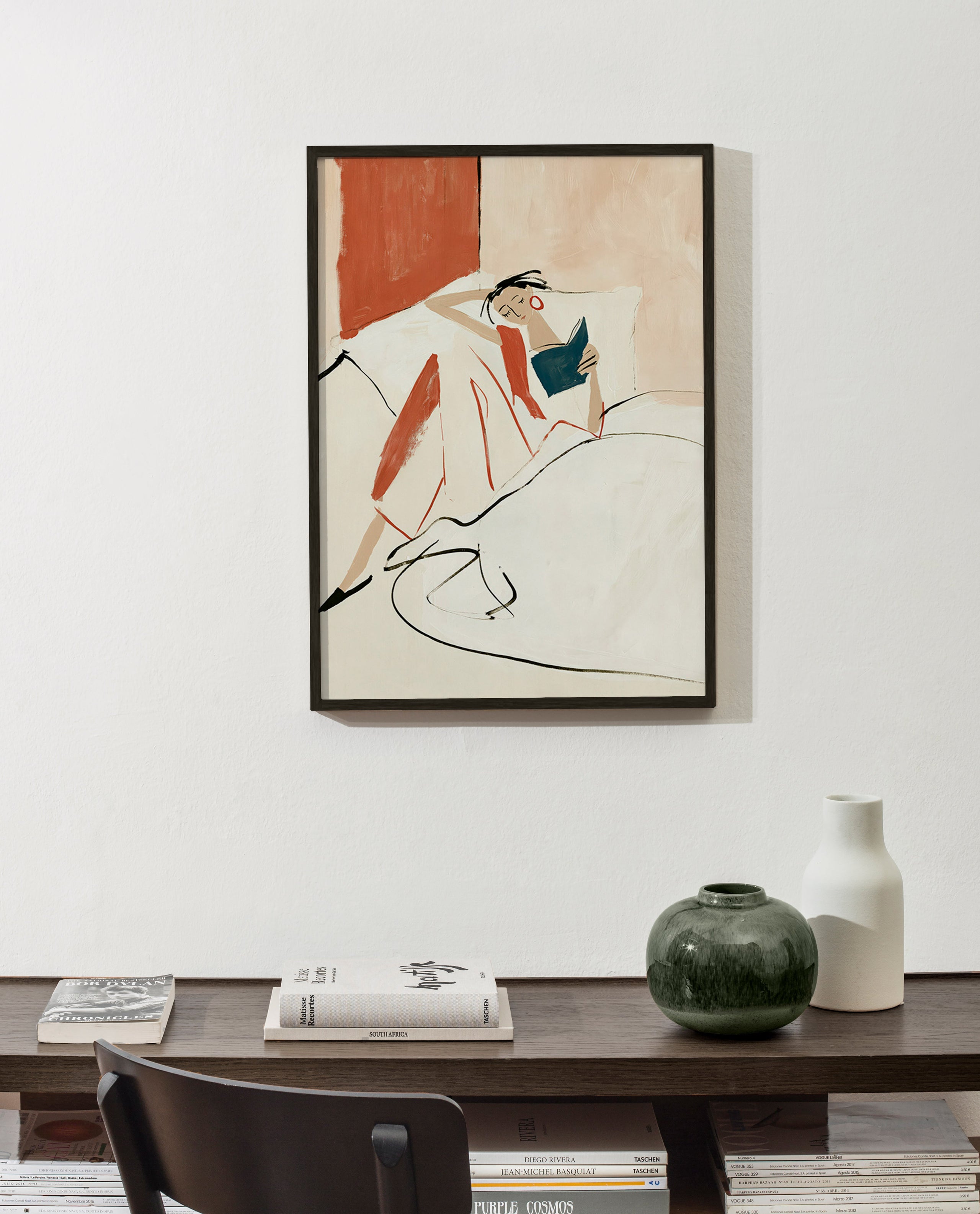 Ilustración mujer leyendo en cama – Product3