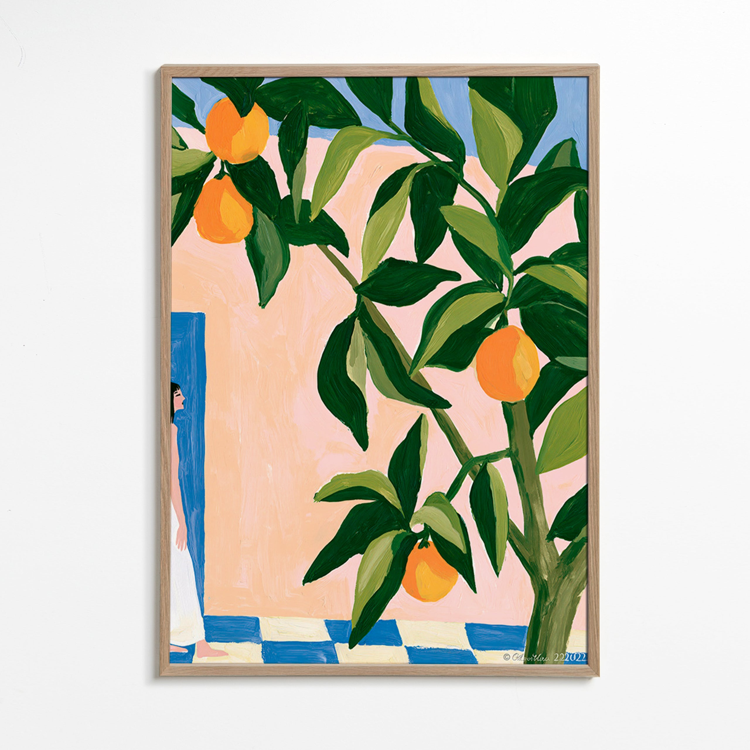 Cuadro de cocina Amalfi con limones pintados – Oak Frame