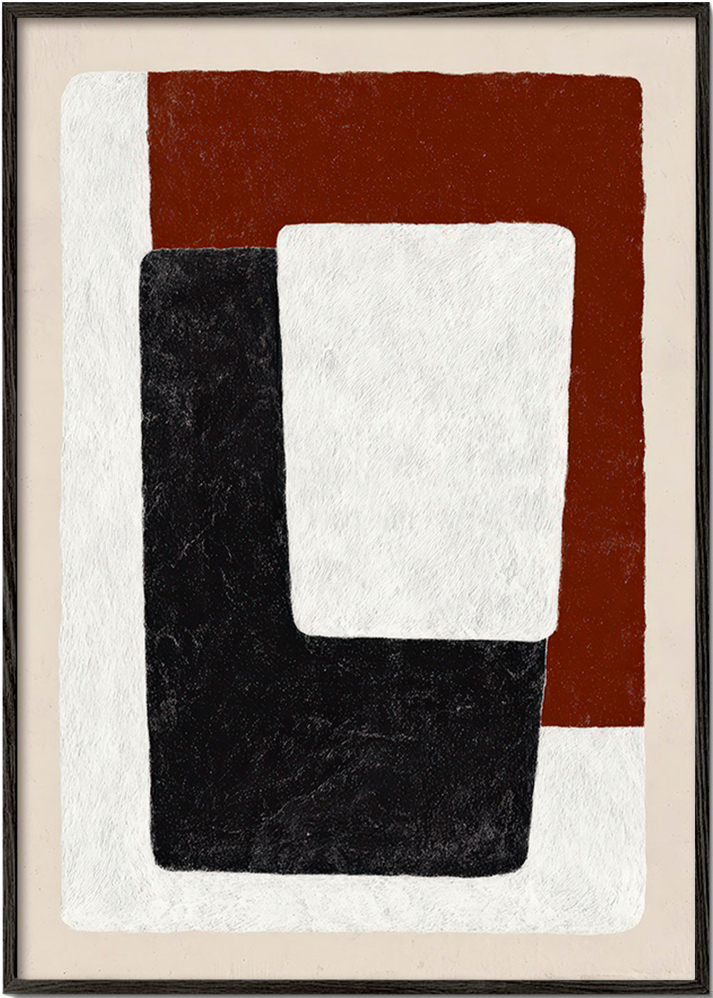 Cuadro abstracto bloques terracota y negro – Black Frame