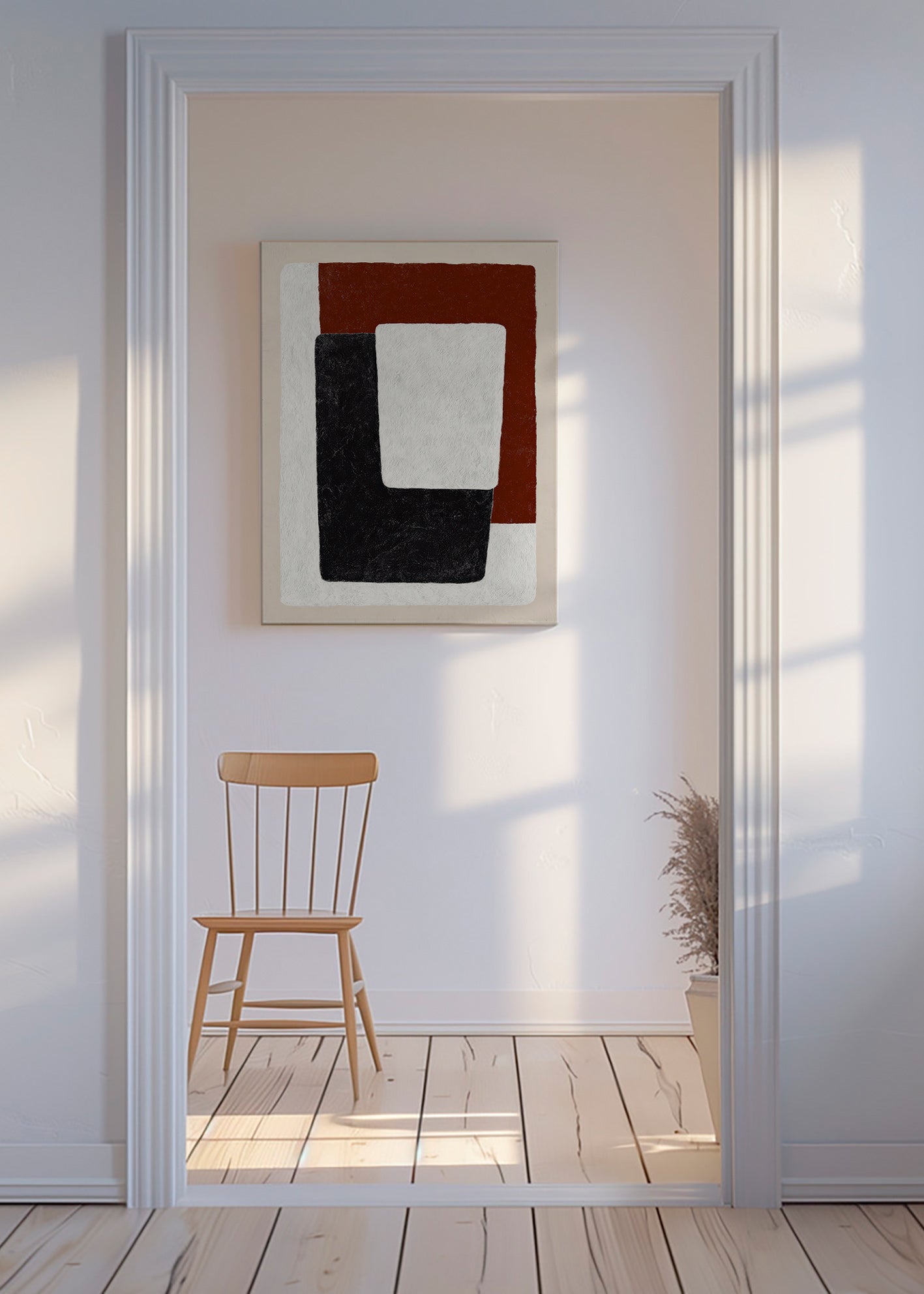 Cuadro abstracto bloques terracota y negro – Canvas