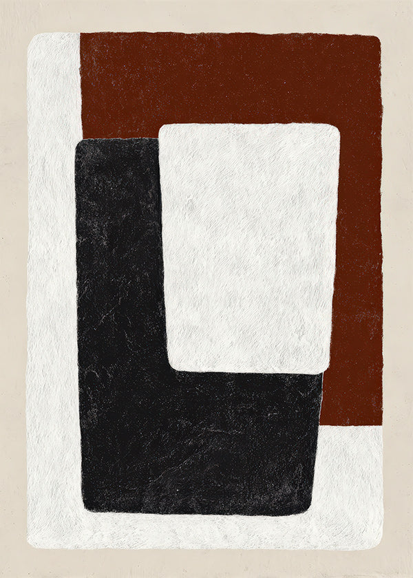 Cuadro abstracto bloques terracota y negro