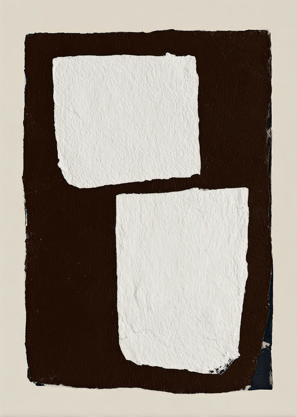 Cuadro abstracto mocha con bloques blancos