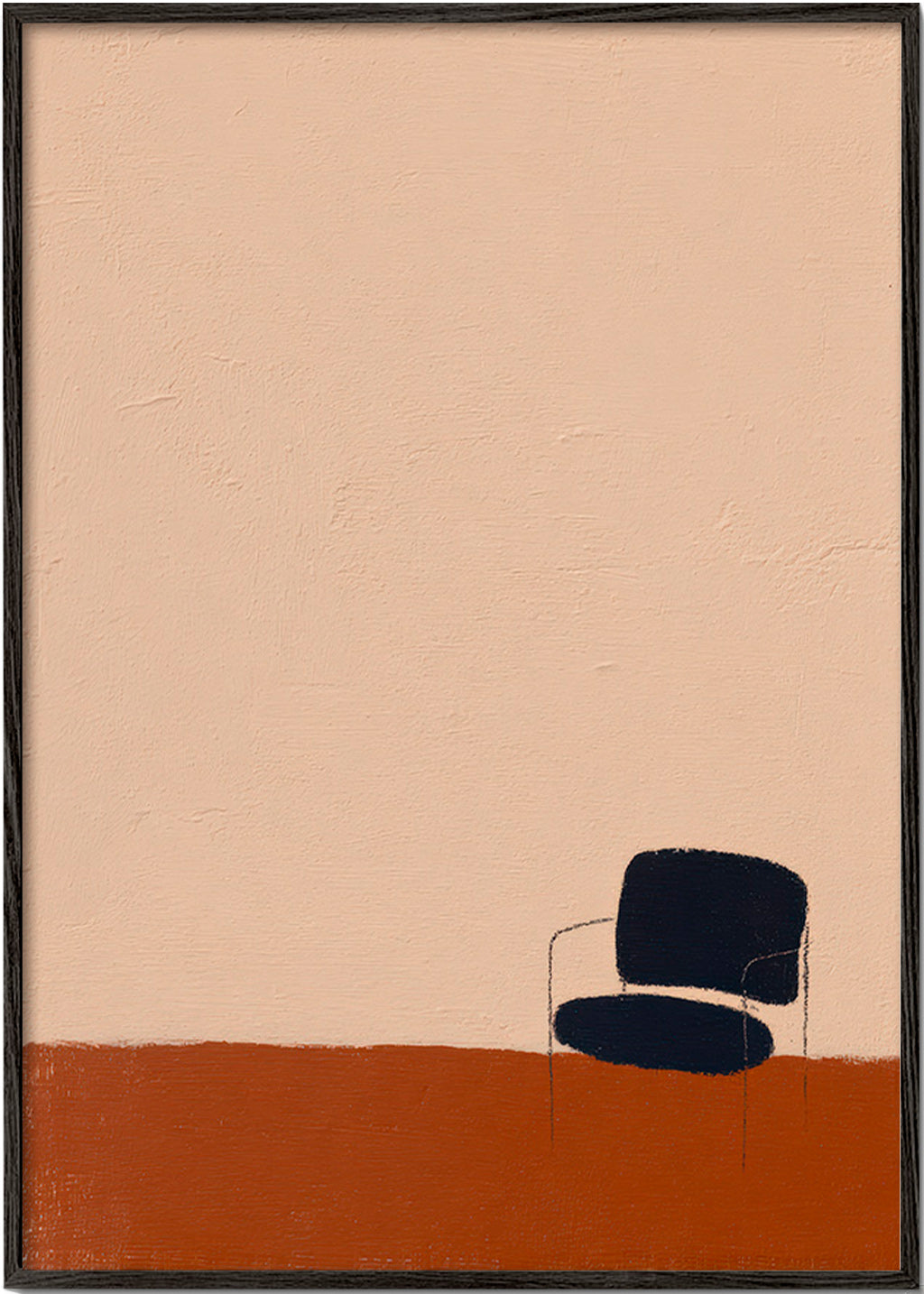 Cuadro minimalista con silla y suelo ocre – Black Frame