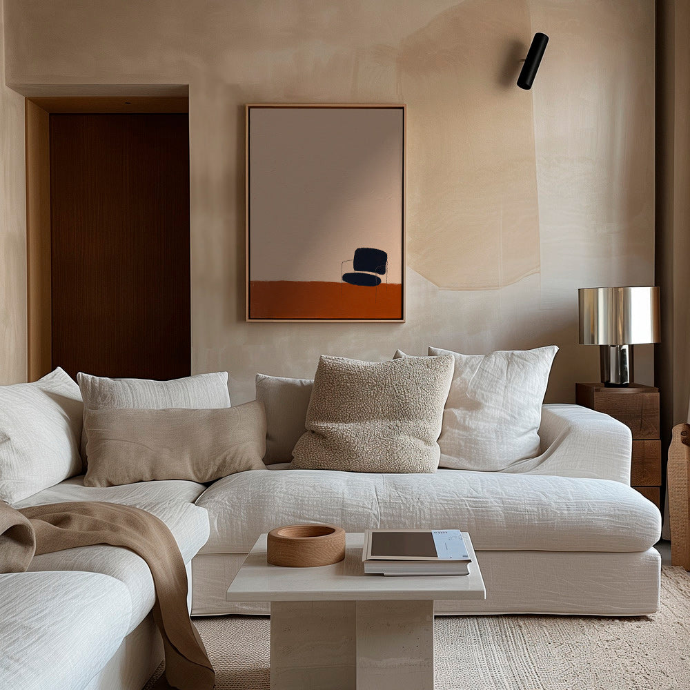 Cuadro minimalista con silla y suelo ocre – Canvas2