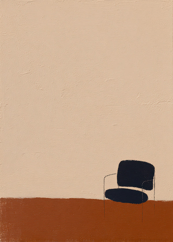 Cuadro minimalista con silla y suelo ocre