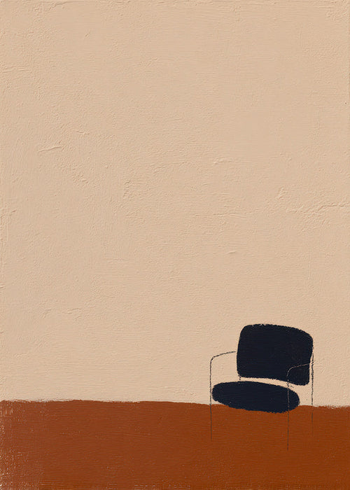 Cuadro minimalista con silla y suelo ocre