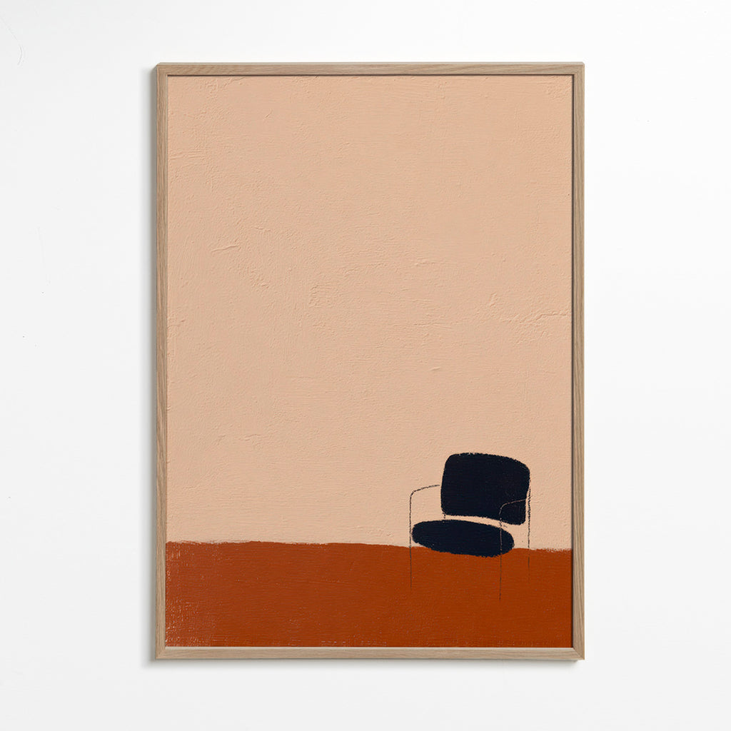 Cuadro minimalista con silla y suelo ocre – Oak Frame