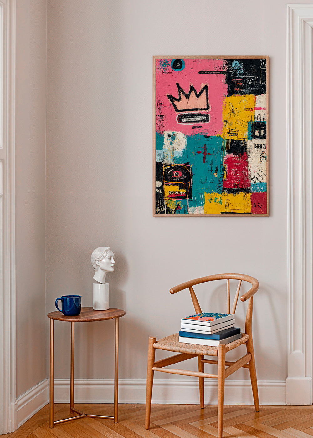 Cuadro abstracto con corona y bloques de color – Product3