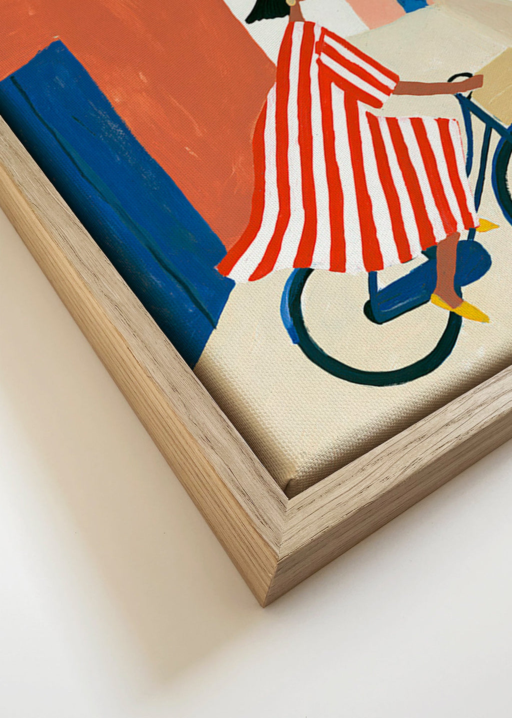Cuadro de paisaje con ciclista junto al mar – Canvas detail