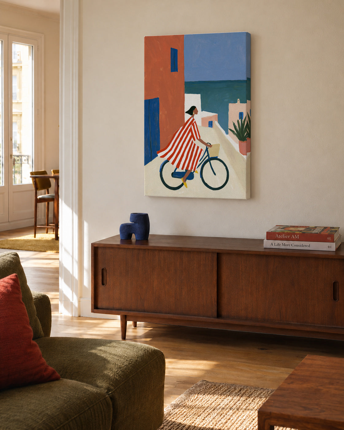 Ride to the Beach - Unframed canvas in an interior