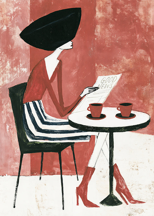 Cuadro de cocina con mujer y café