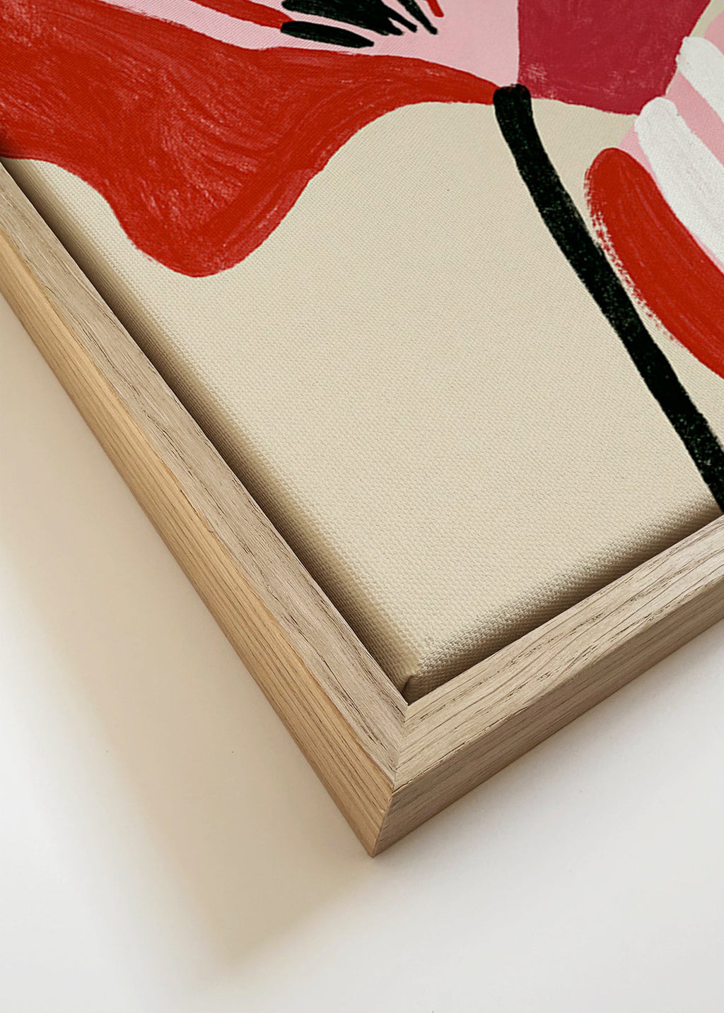 Lámina botánica Twin Petals en rosa y rojo – Canvas detail