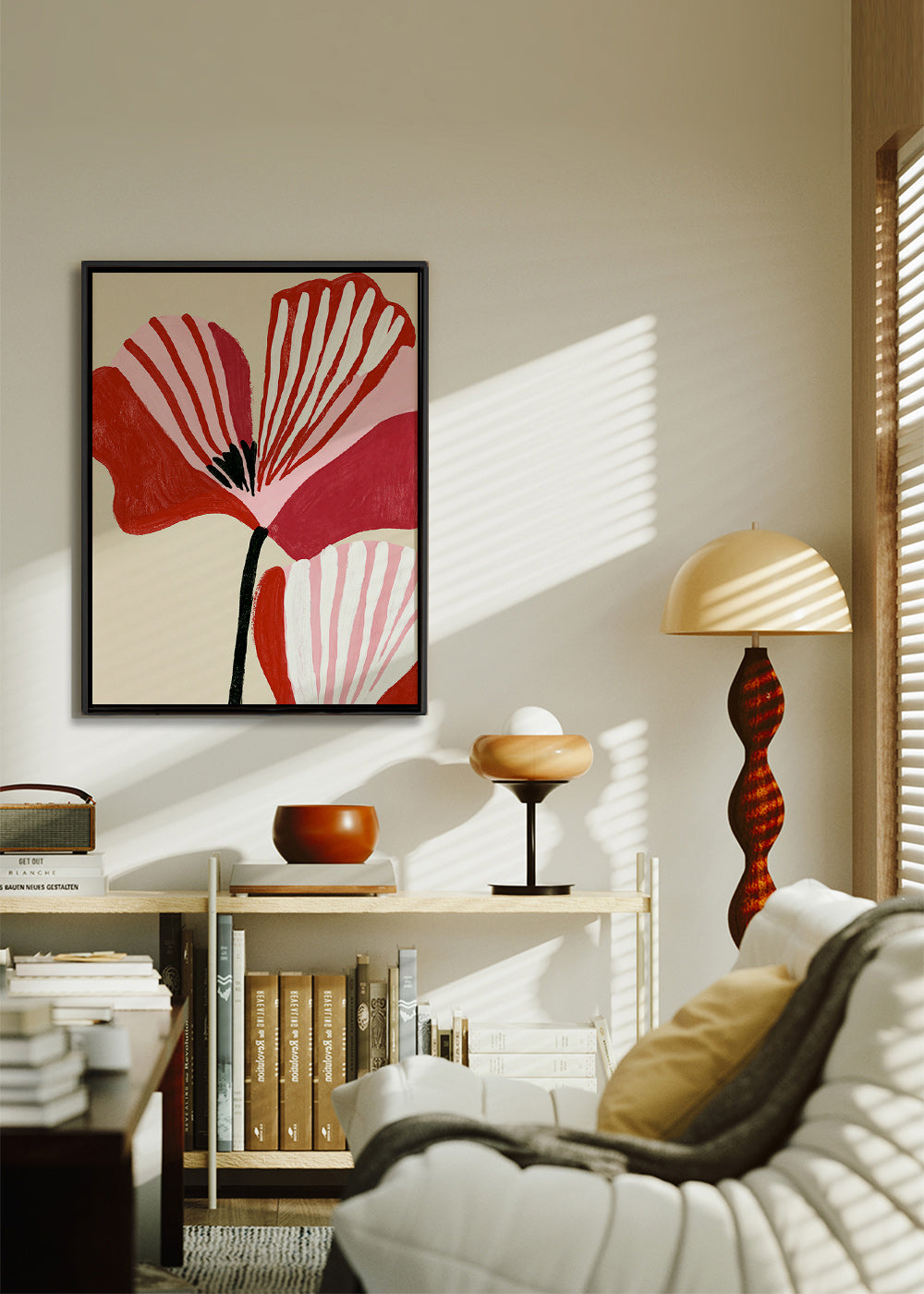 Lámina botánica Twin Petals en rosa y rojo – Canvas1
