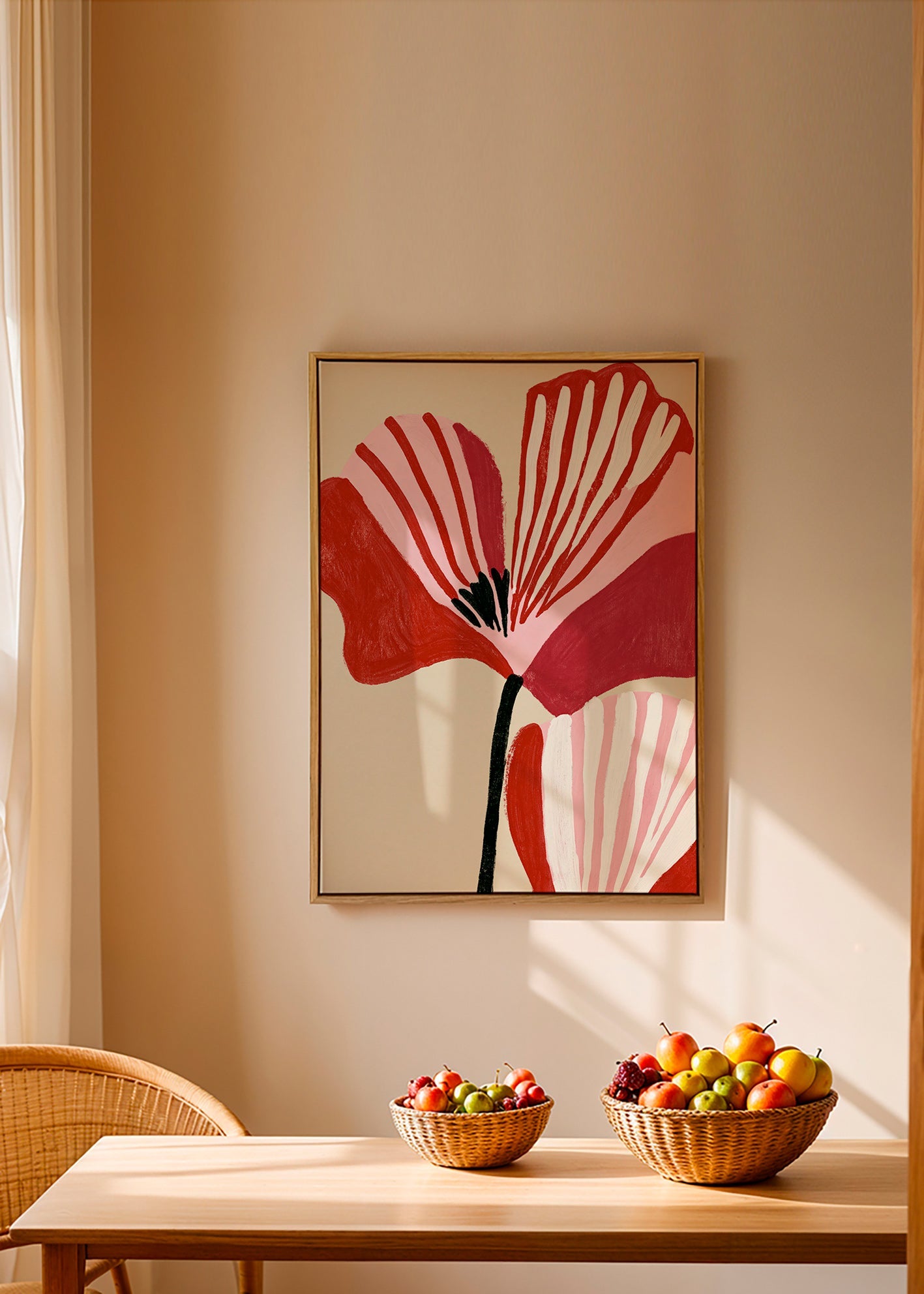 Lámina botánica Twin Petals en rosa y rojo – Canvas2