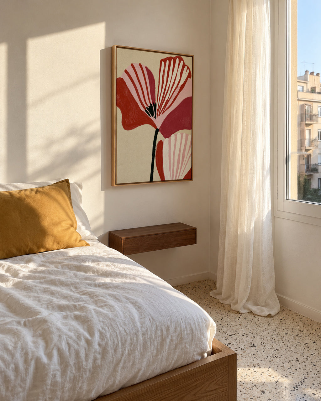 Twin Petals - Framed canvas in an interior