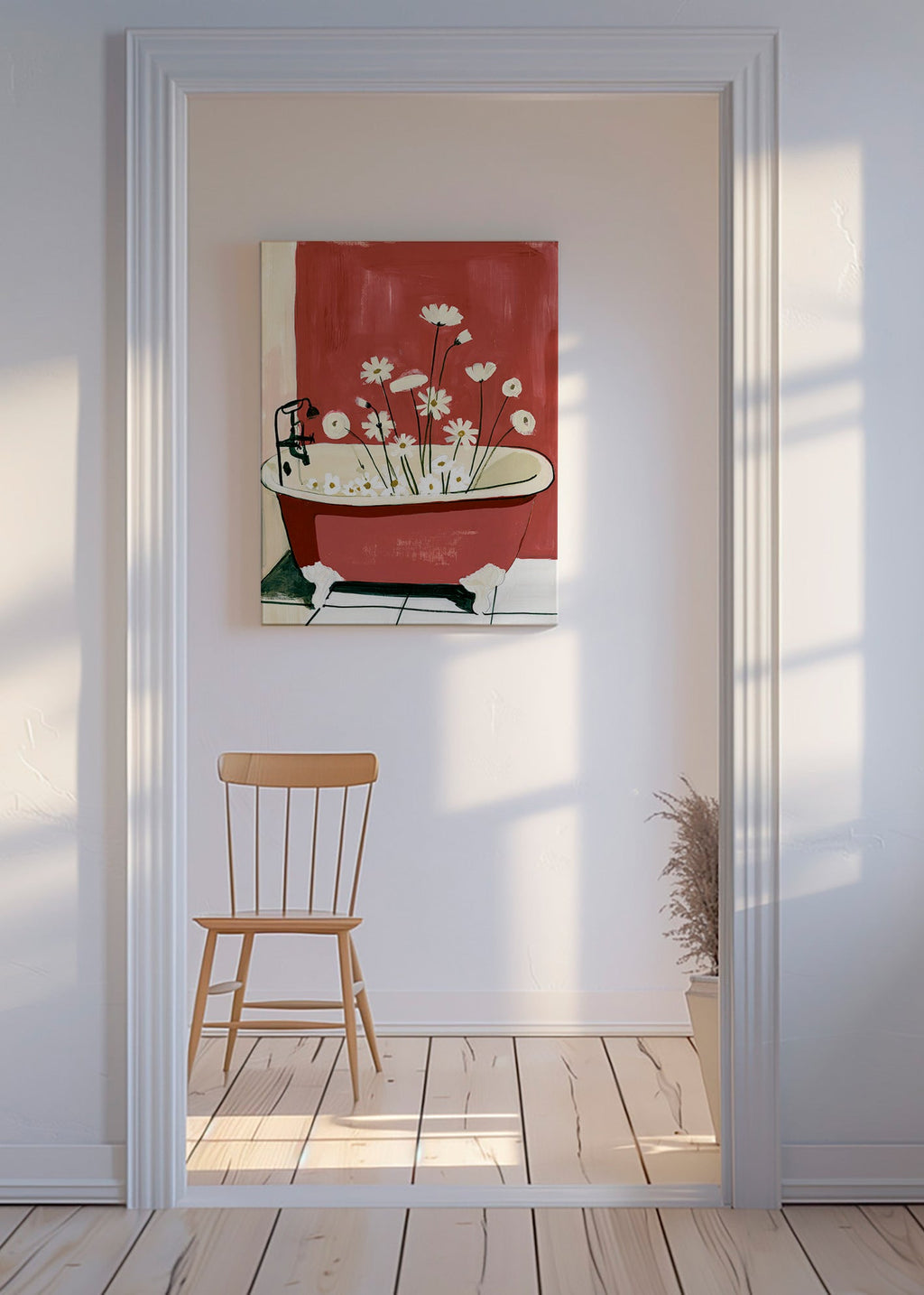 Lámina botánica con flores en bañera – Canvas