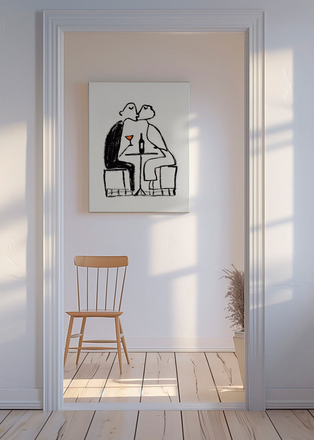 Cuadro de cocina: pareja y copa de vino – Canvas