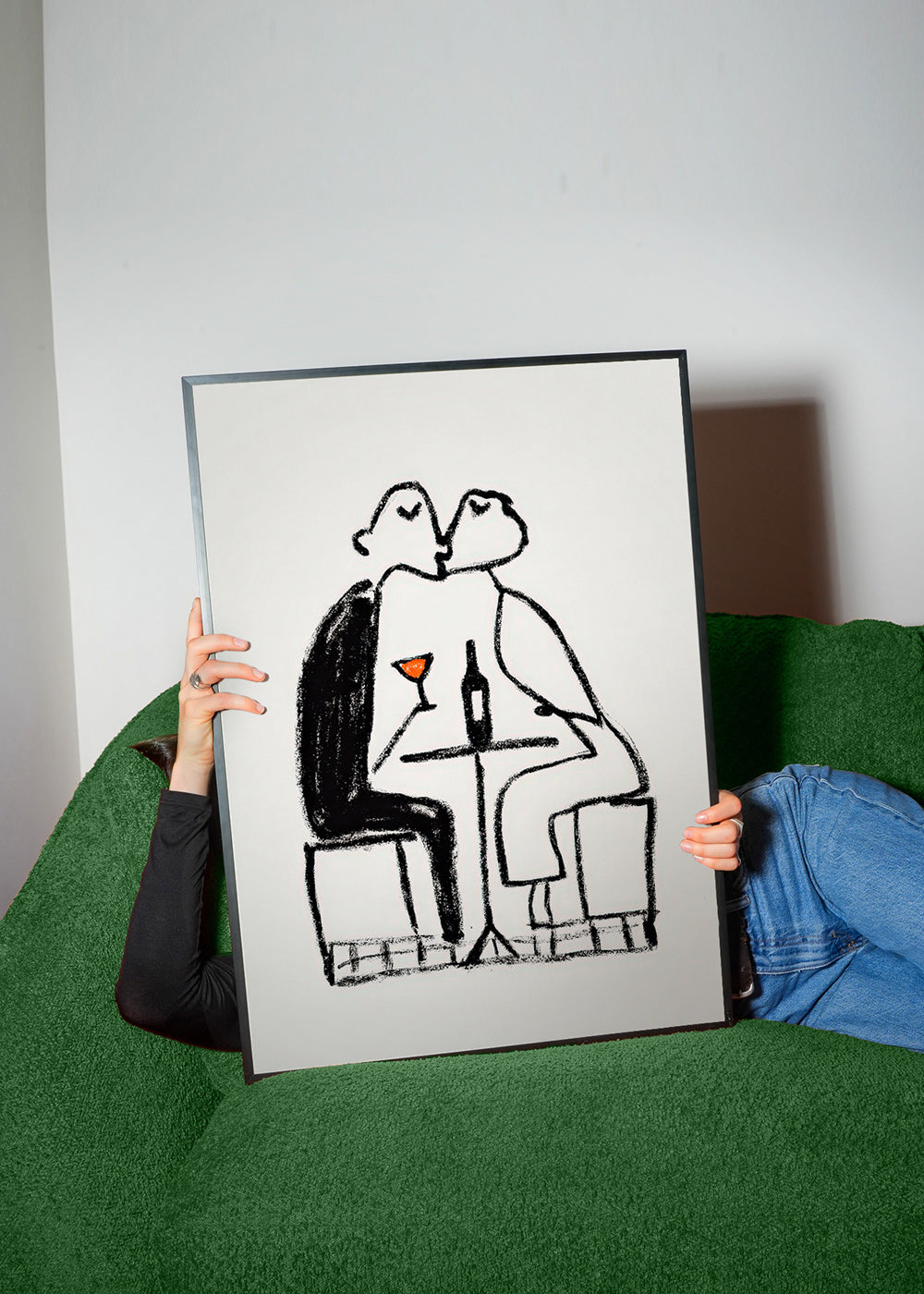 Cuadro de cocina: pareja y copa de vino – Product1