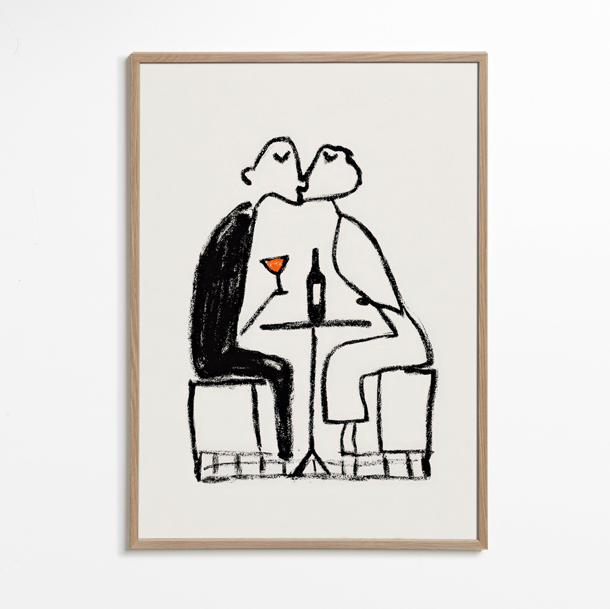 Cuadro de cocina: pareja y copa de vino – Oak Frame