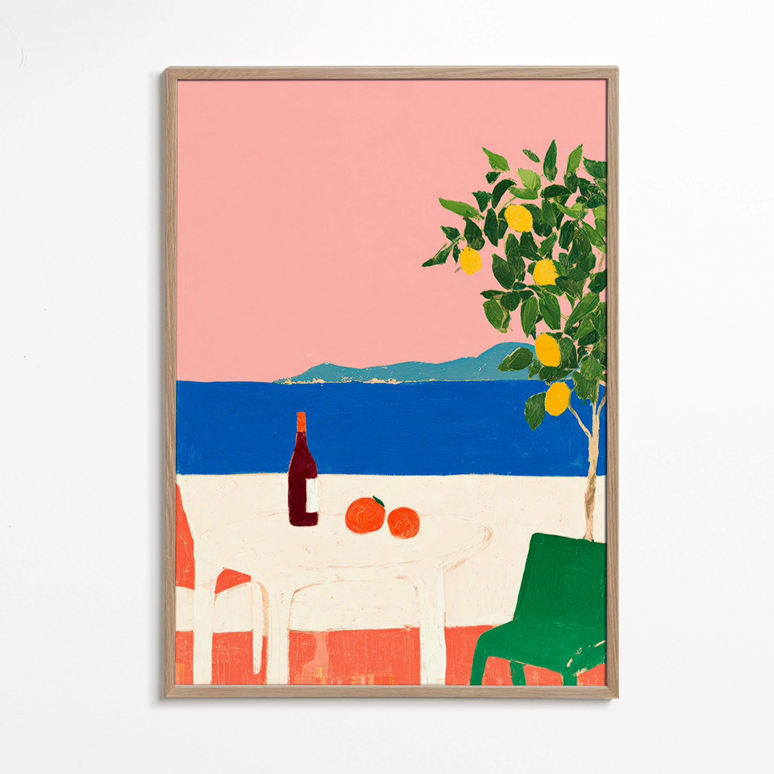 Cuadro de cocina Riviera rosa con limonero – Oak Frame