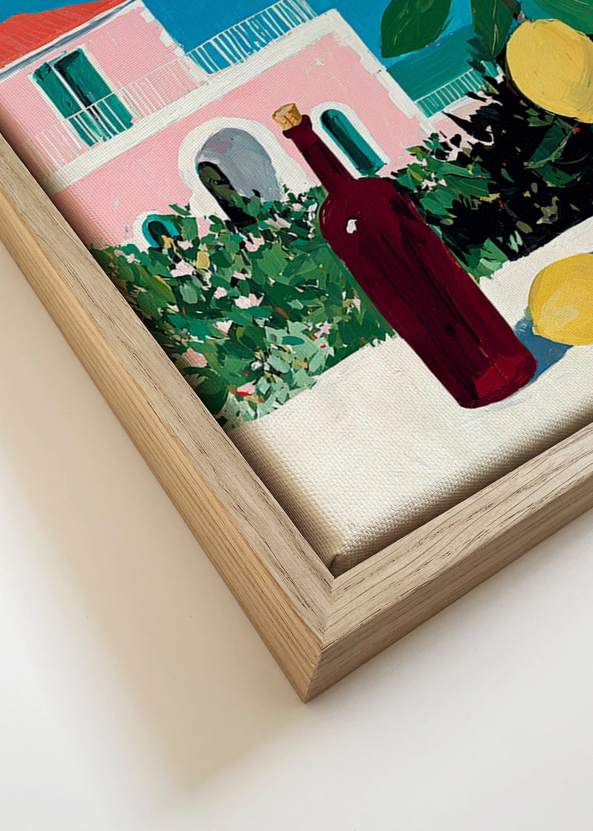 Cuadro de cocina con limones y botella – Canvas detail