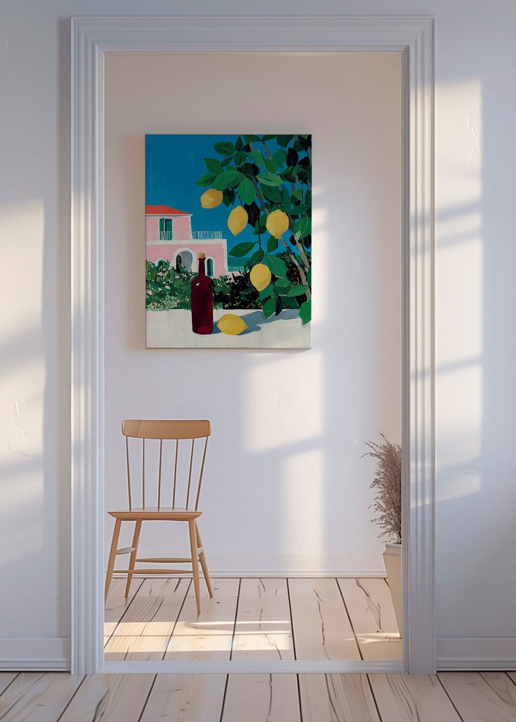 Cuadro de cocina con limones y botella – Canvas