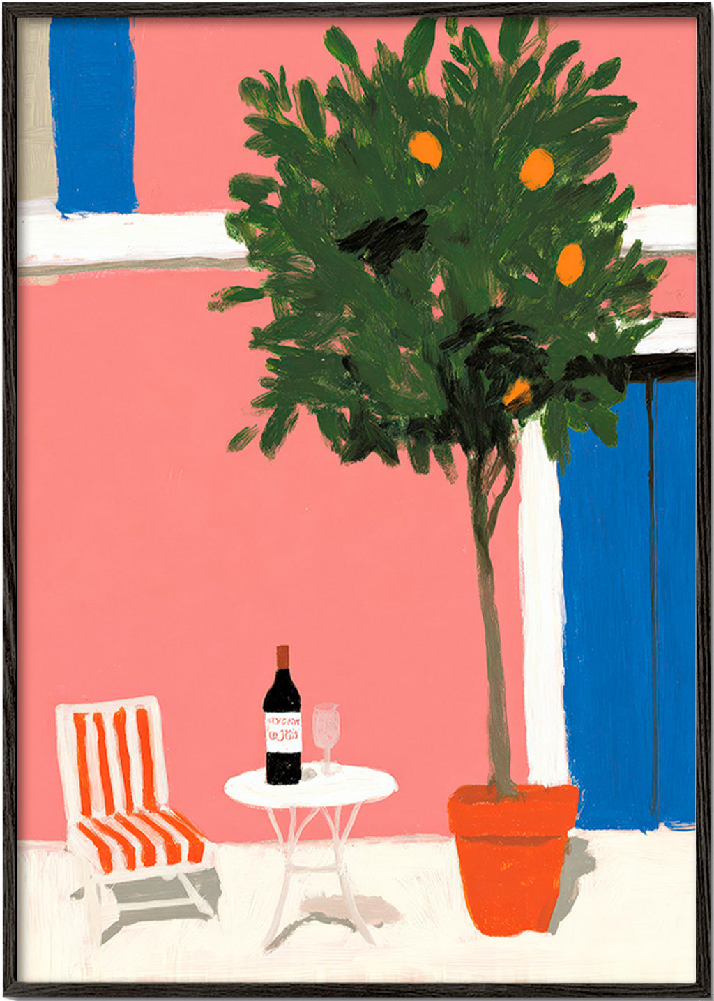 Cuadro de cocina con maceta de cítricos en terraza – Black Frame