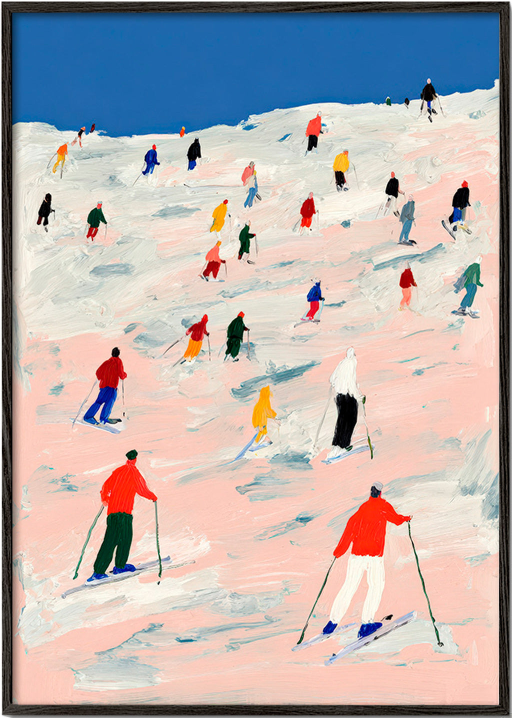 Cuadro deportivo de esquí en pendiente colorida – Black Frame