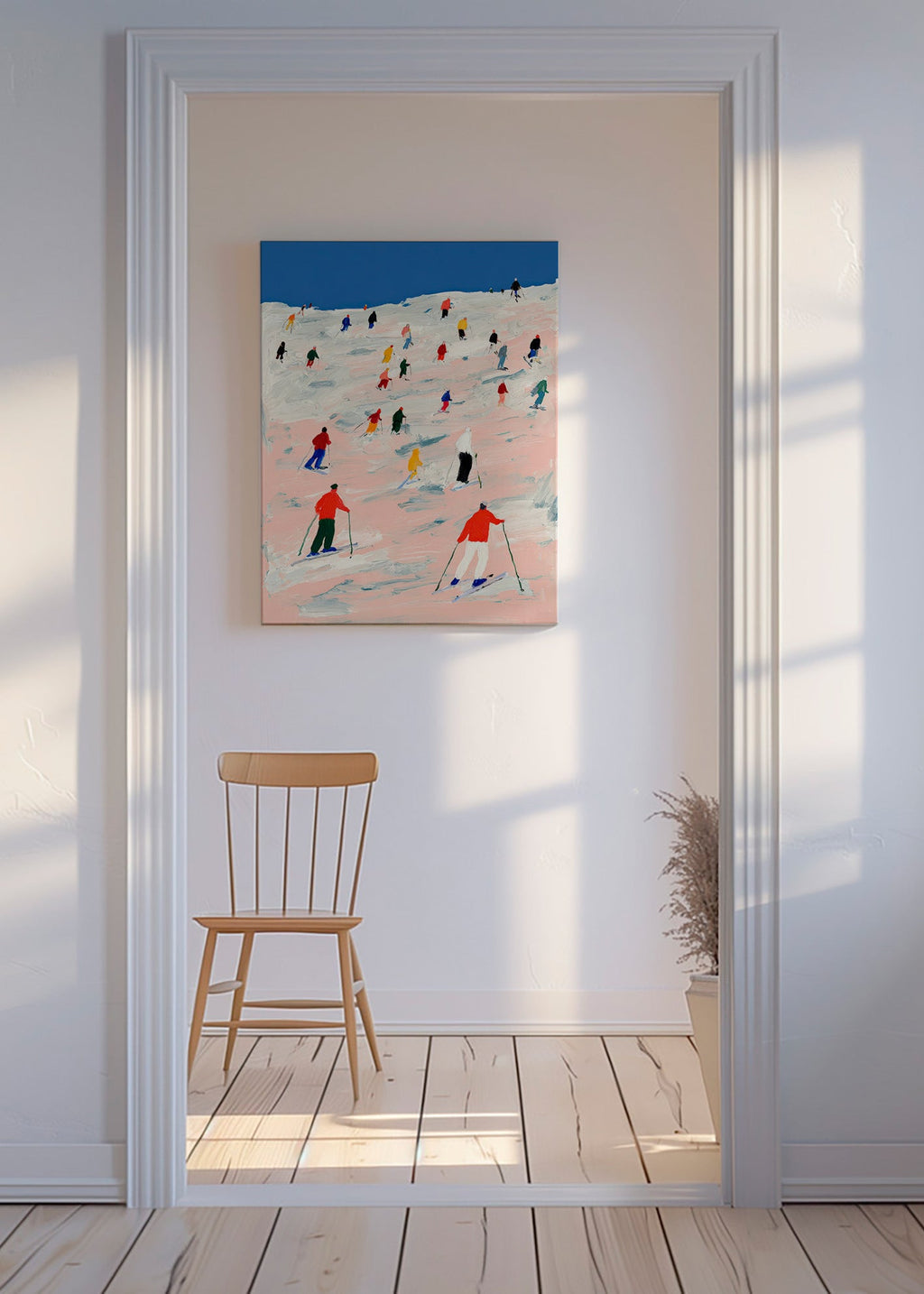 Cuadro deportivo de esquí en pendiente colorida – Canvas
