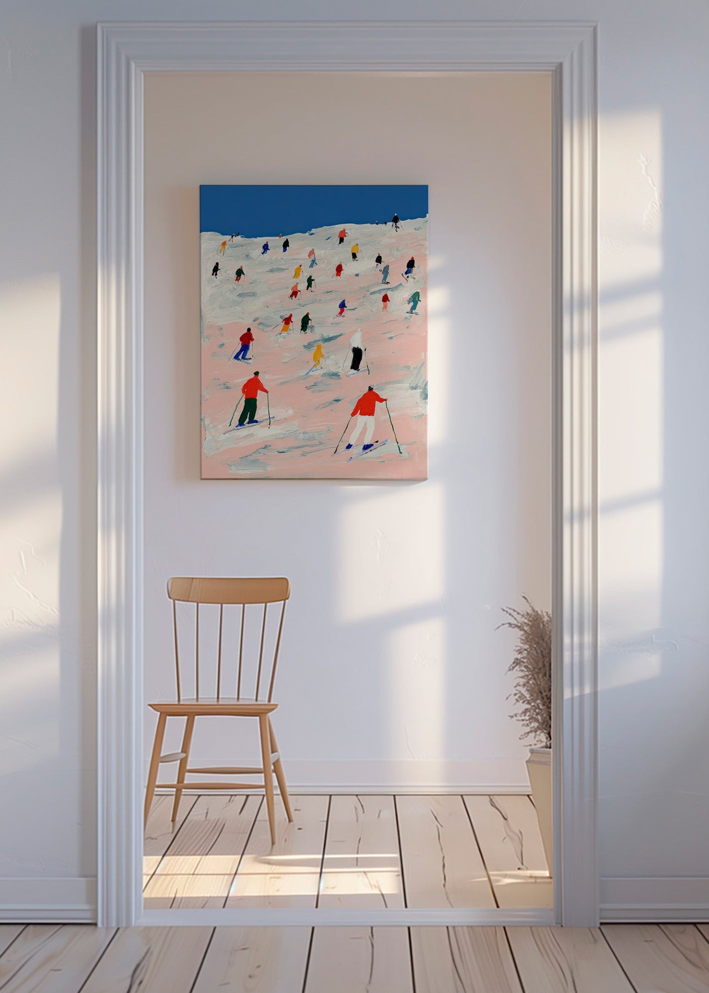 Cuadro deportivo de esquí en pendiente colorida – Canvas