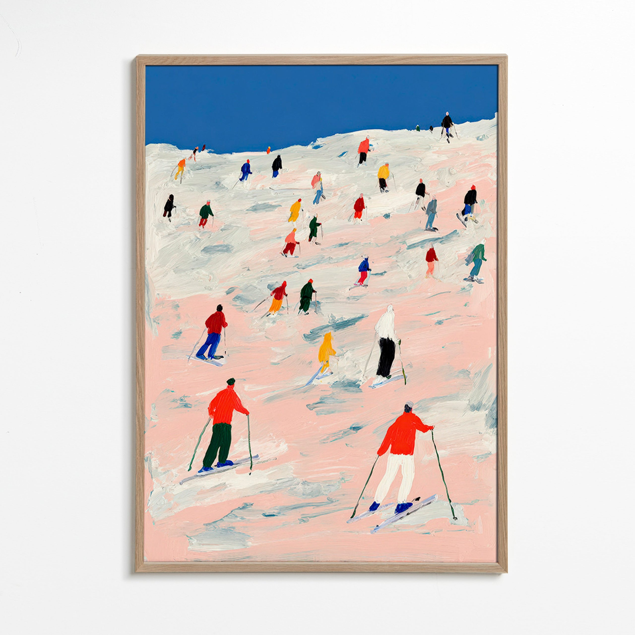 Cuadro deportivo de esquí en pendiente colorida – Oak Frame