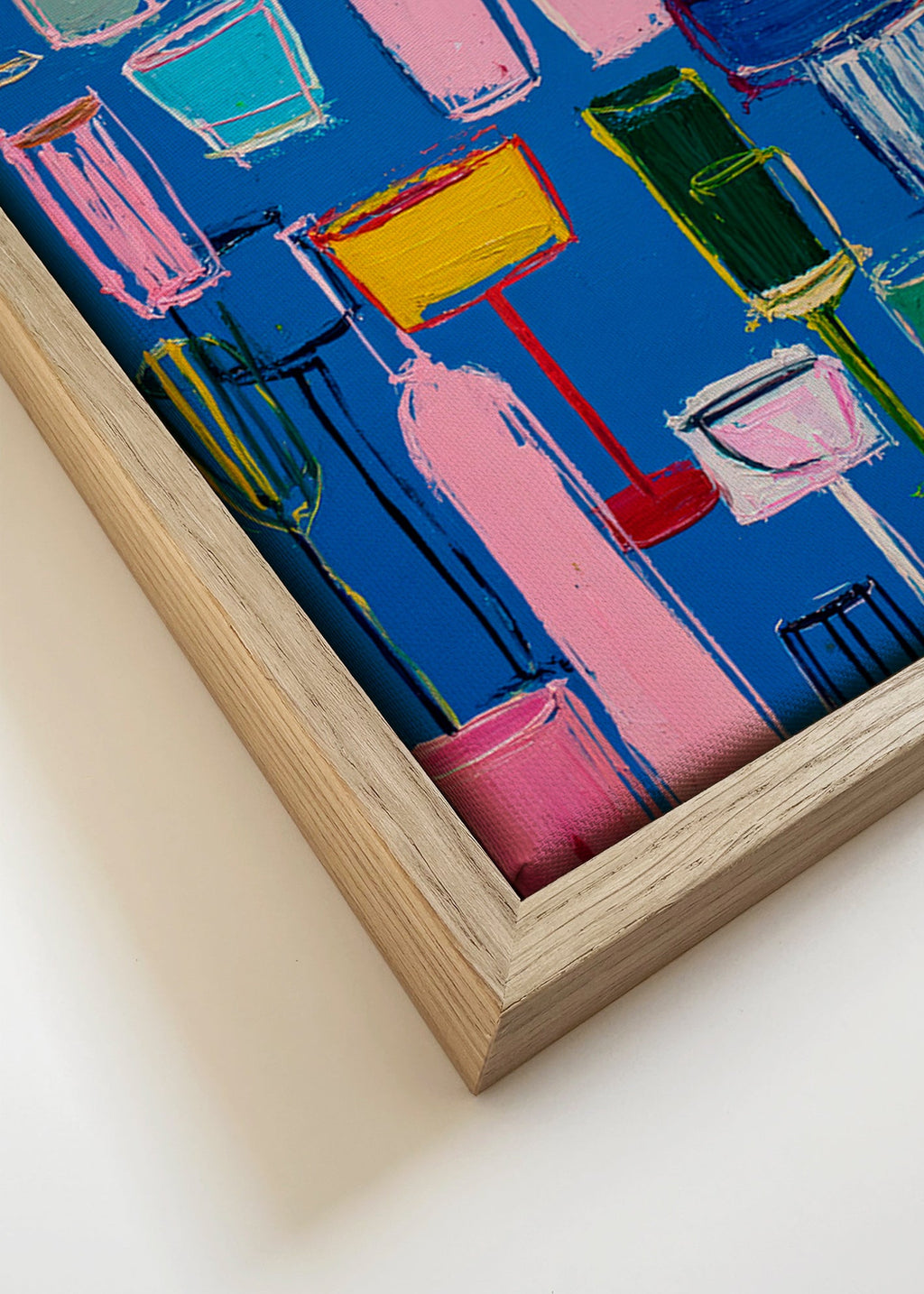 Cuadro de cocina: cócteles pictóricos sobre fondo azul – Canvas detail