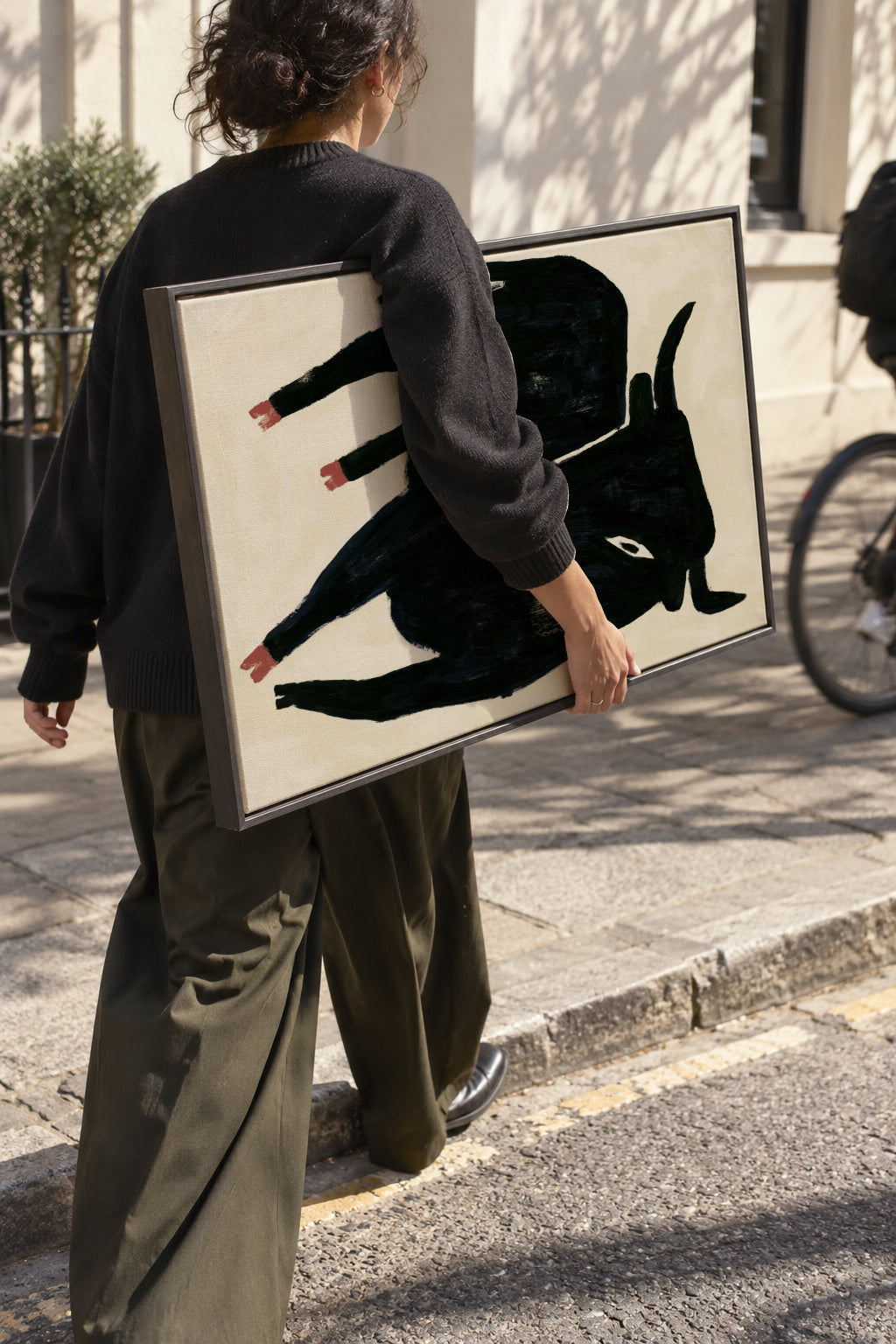 Black Bull - Framed canvas in an interior