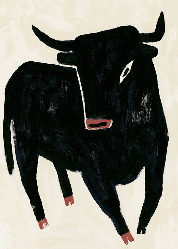 Cuadro toro negro expresivo