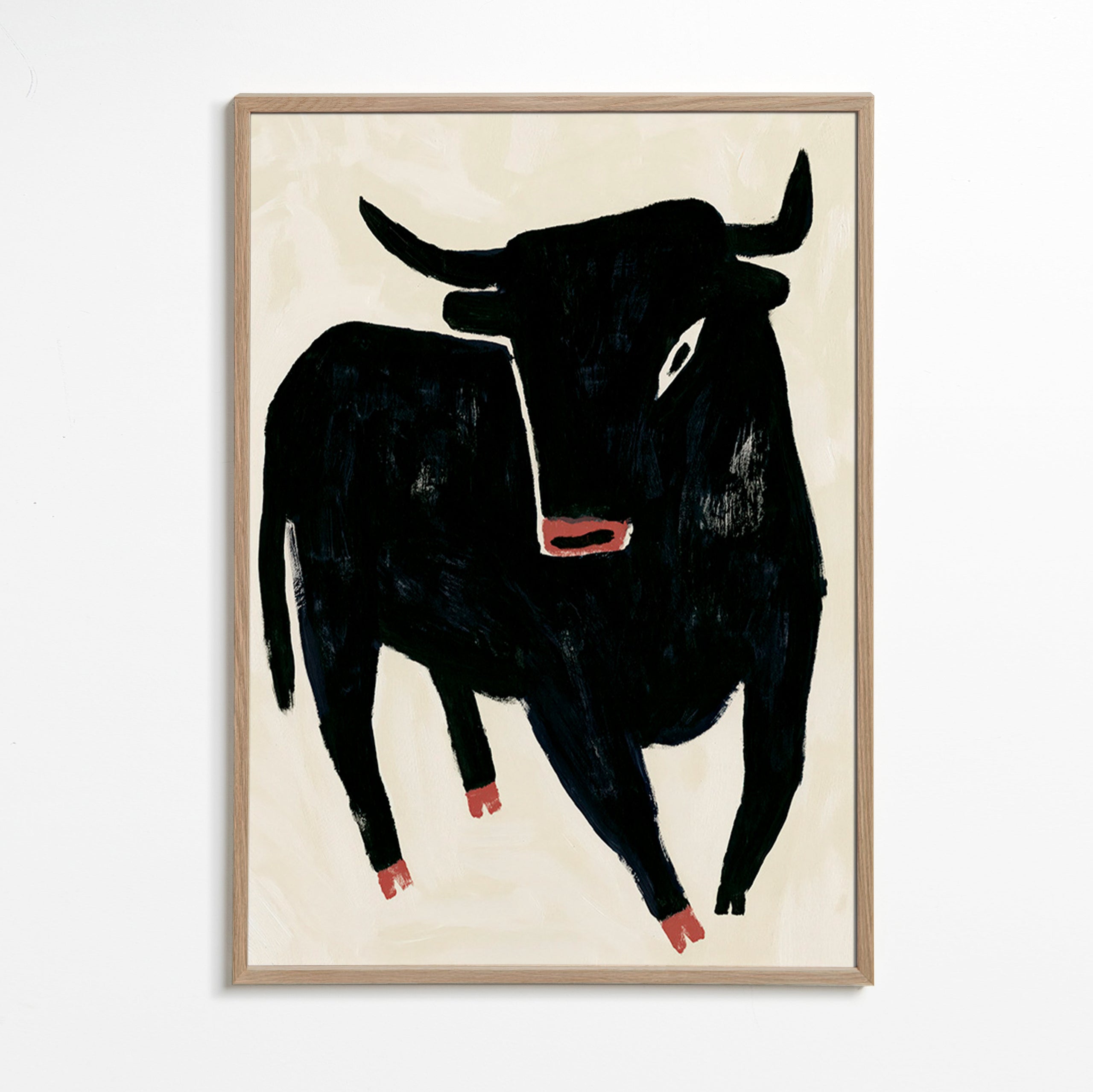 Cuadro toro negro expresivo – Oak Frame