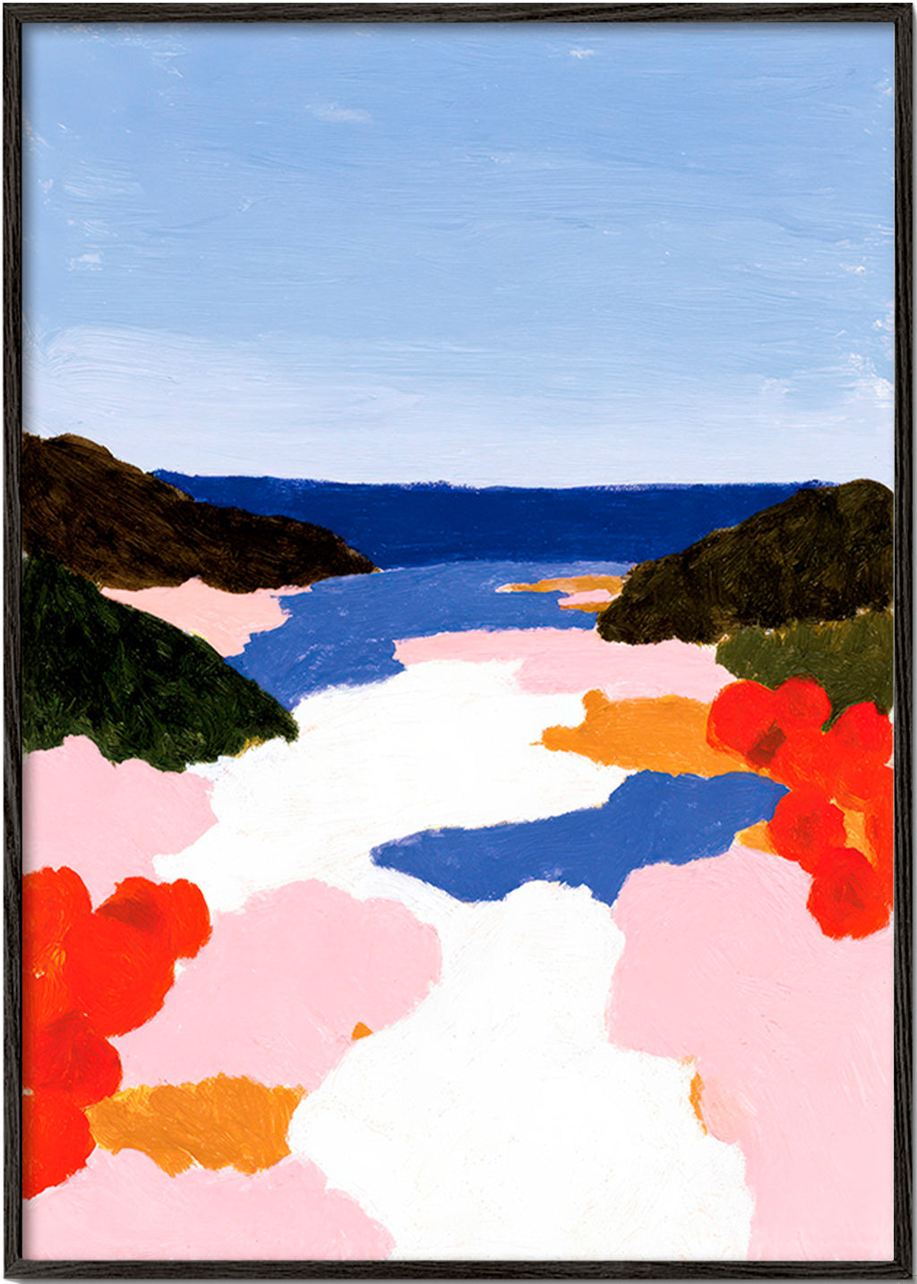 Lámina botánica: bahía en flor – Black Frame