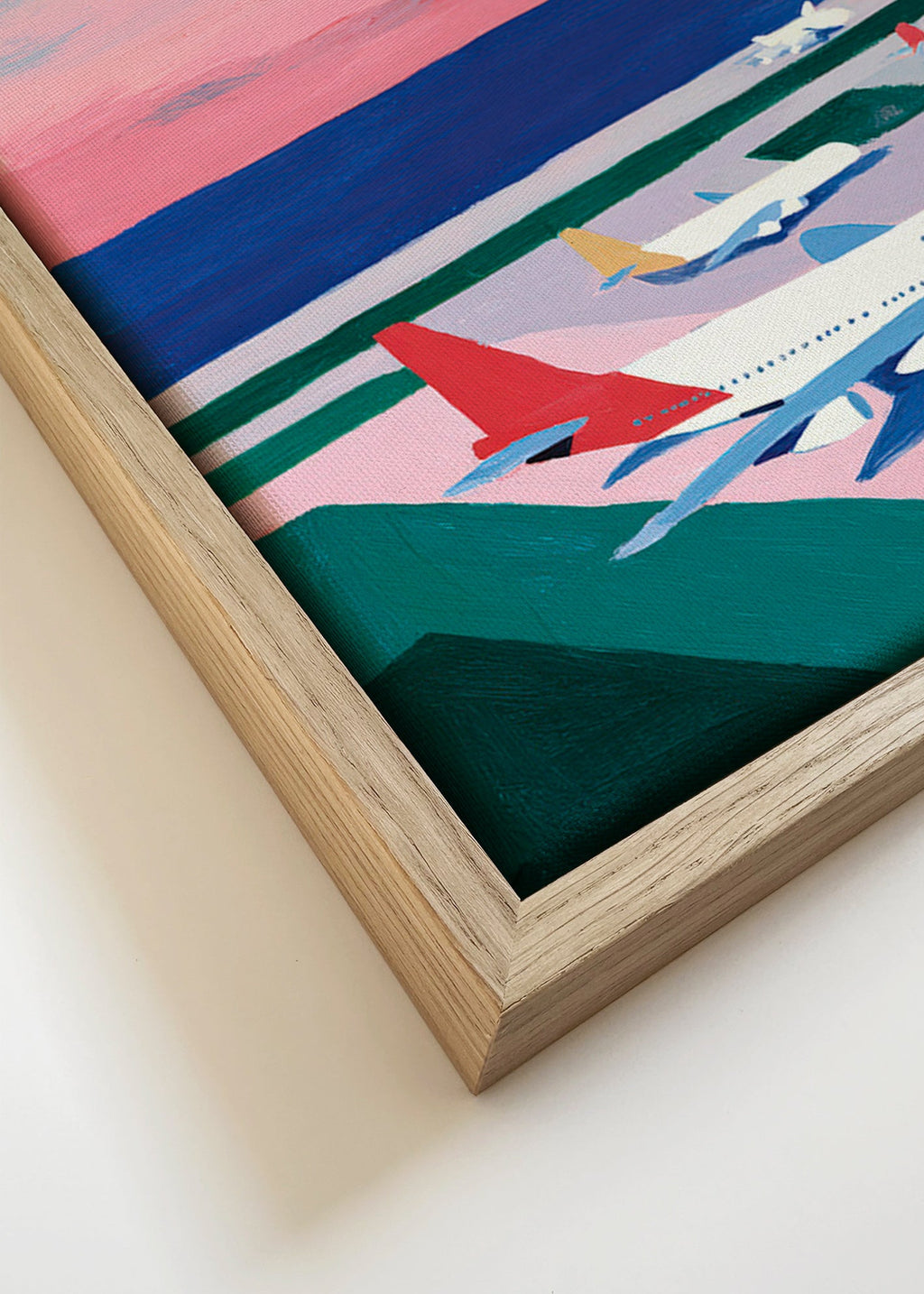 Cuadro de ciudades con aviones al atardecer – Canvas detail