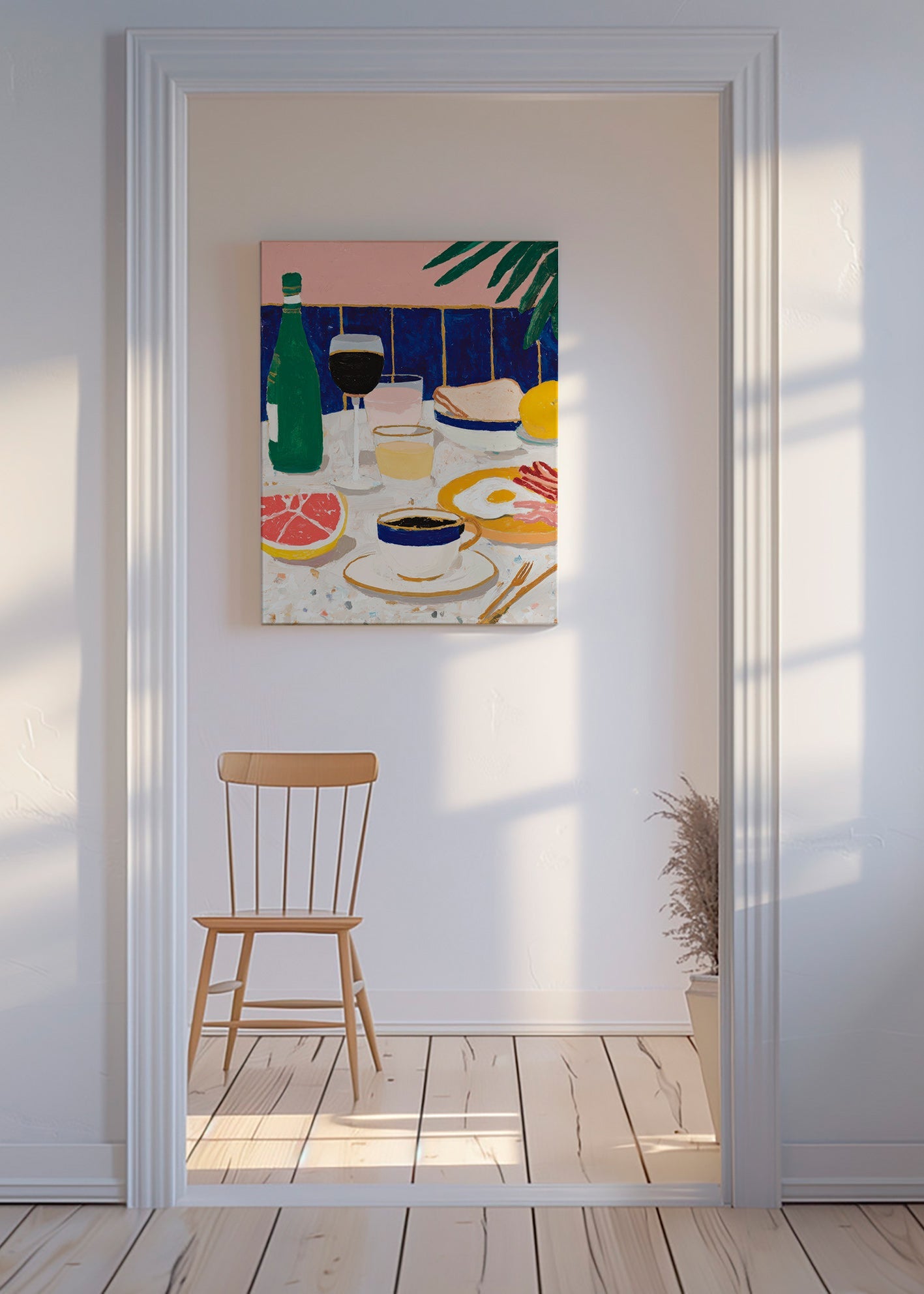 Cuadro de cocina: bodegón de desayuno con café y cítricos – Canvas