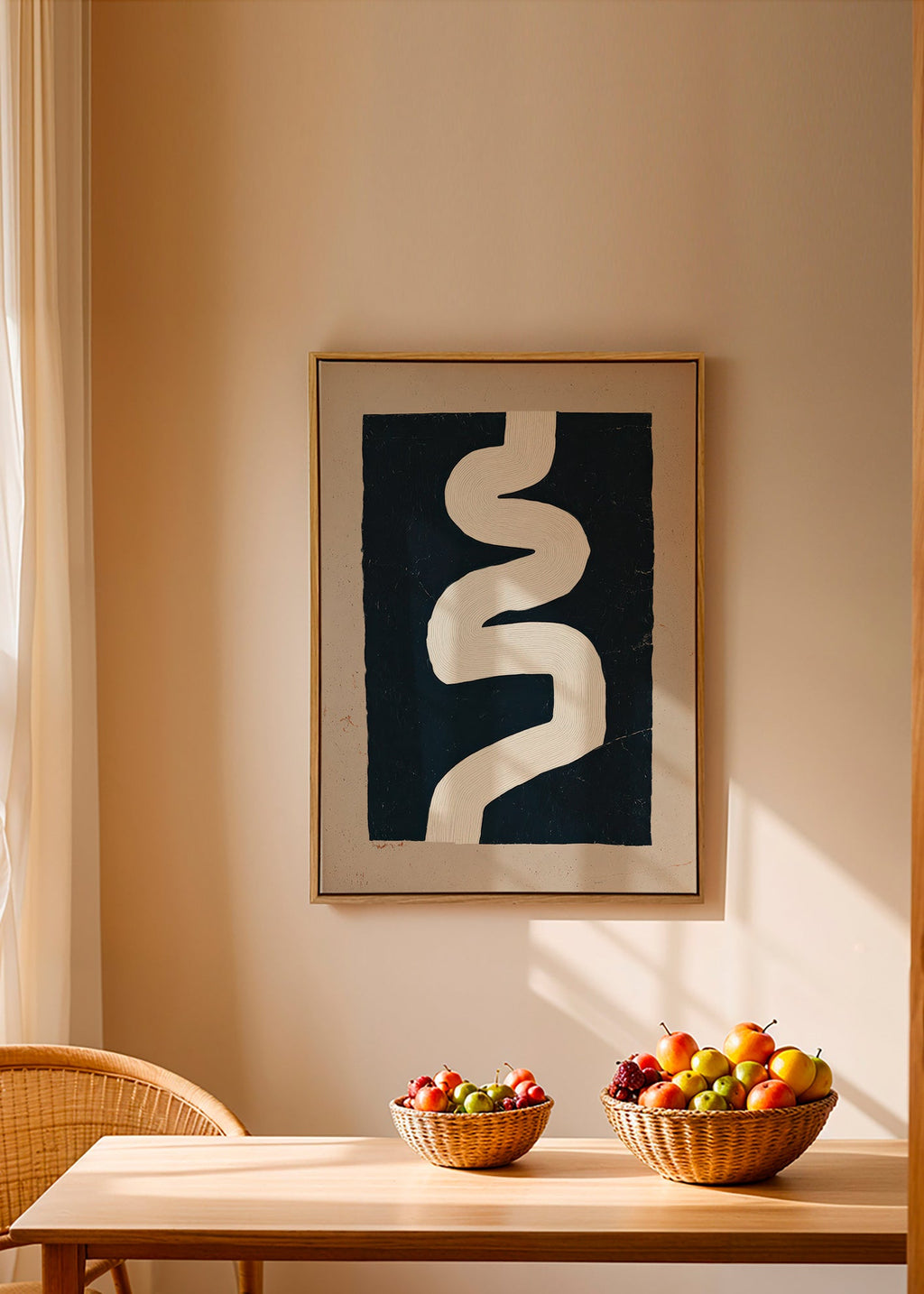 Cuadro minimalista curva blanca sobre fondo oscuro – Canvas1