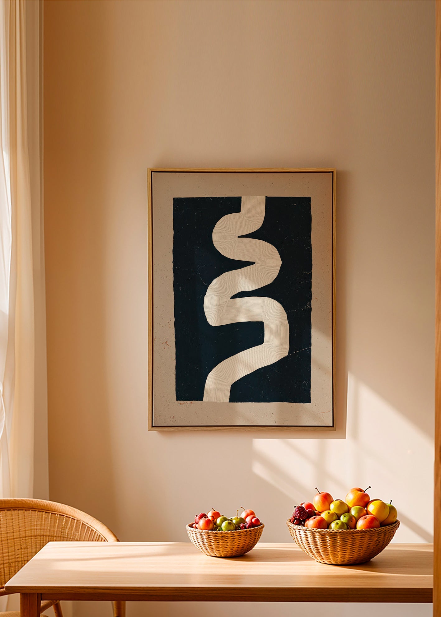 Cuadro minimalista curva blanca sobre fondo oscuro – Canvas1