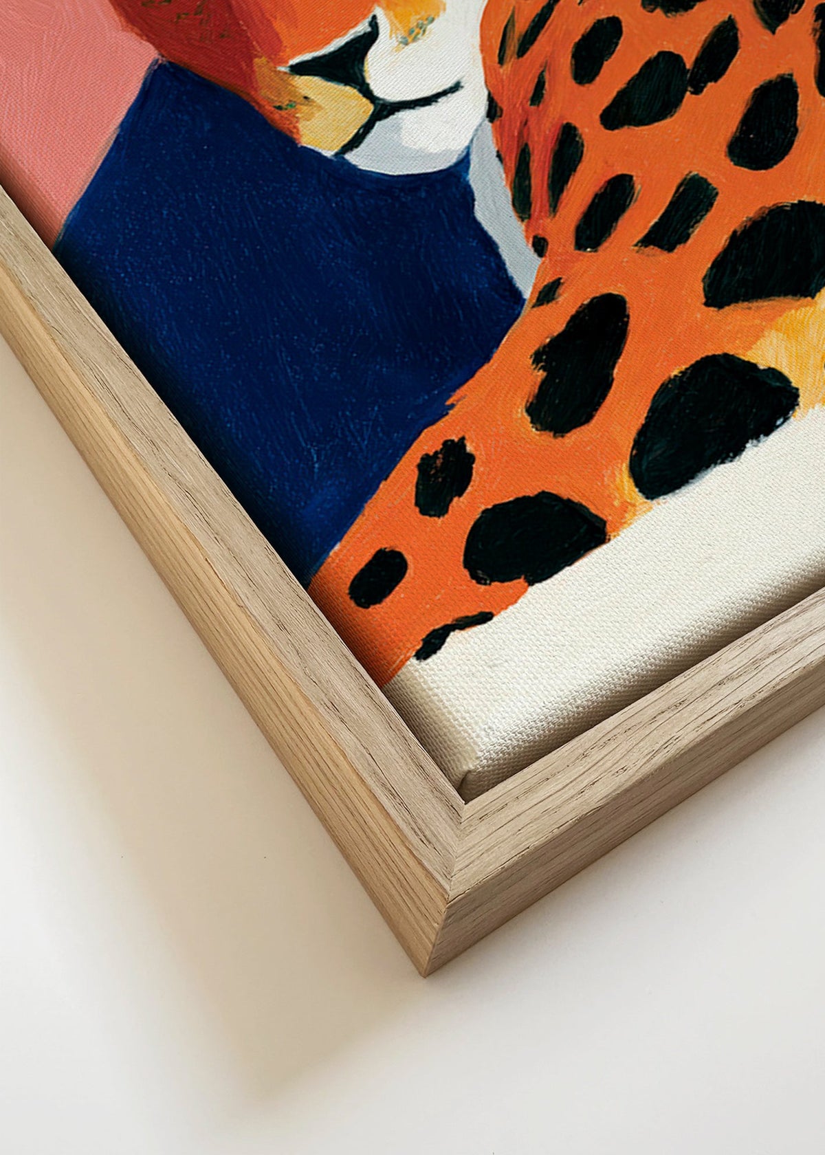 Cuadro leopardo acostado sobre fondo rosa – Canvas detail